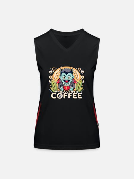 My Blood Type is Coffee - Funktionelles Kontrast-Tank Top für Frauen - Schwarz/Rot - Vorne