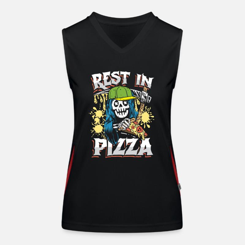 Rest in pizza Funktionelles Kontrast-Tank Top für Frauen