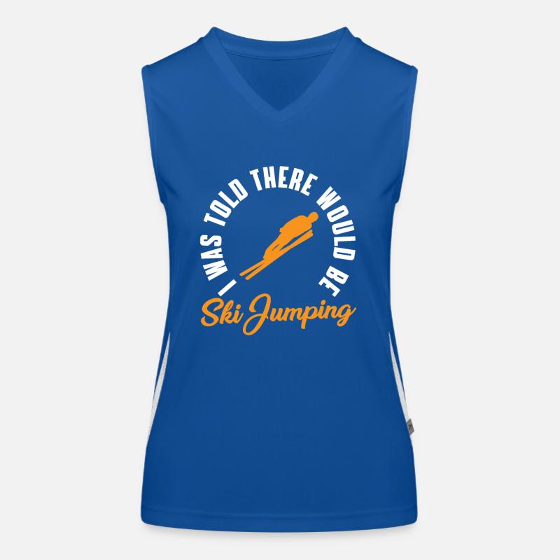 Funny ski jumping humor Women's Functional Contrast Tank Top