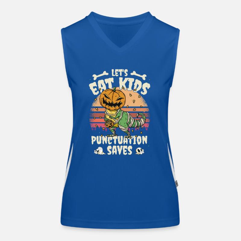 Halloween-Kostümlehrer lässt Kinder essen Funktionelles Kontrast-Tank Top für Frauen
