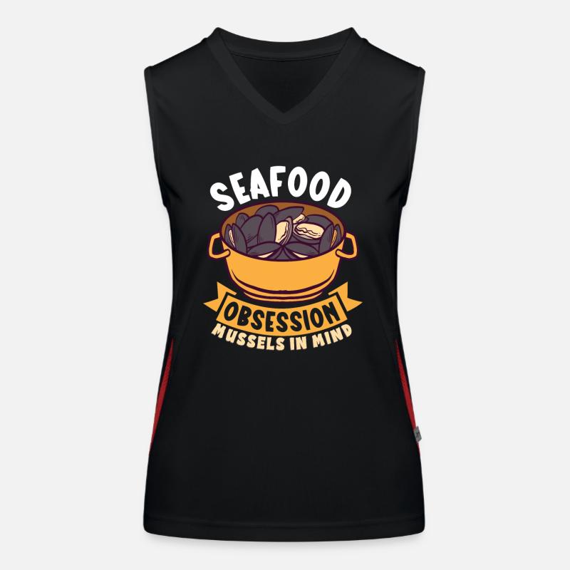Mussels Seafood Shellfish Women's Functional Contrast Tank Top