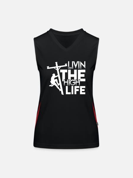 Lineman Lineman Livin The High Life - Women's Functional Contrast Tank Top - black/red - Front