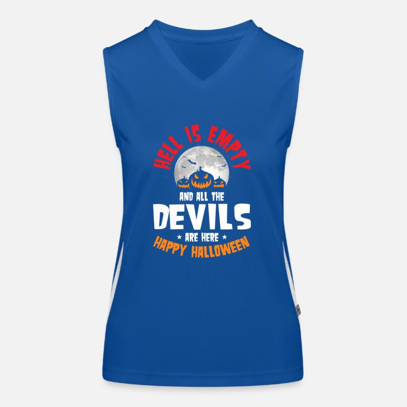 Hell Is Empty Devils Happy Halloween Kostüm Funktionelles Kontrast-Tank Top für Frauen