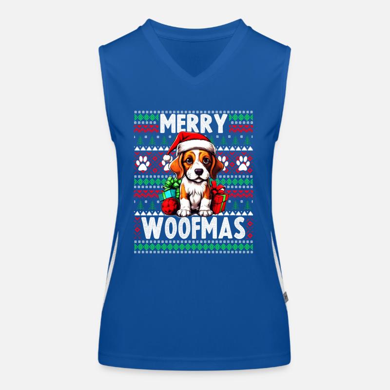 Drôle de conception de Noël de chien Beagle - Merry Woofmas Débardeur respirant contrasté Femme