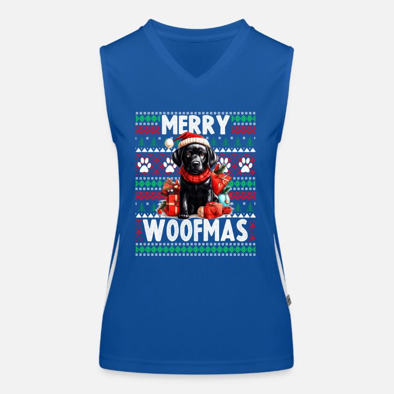 Schwarzer Labrador Hund Lustige Weihnachten Hässlicher Pullover Funktionelles Kontrast-Tank Top für Frauen