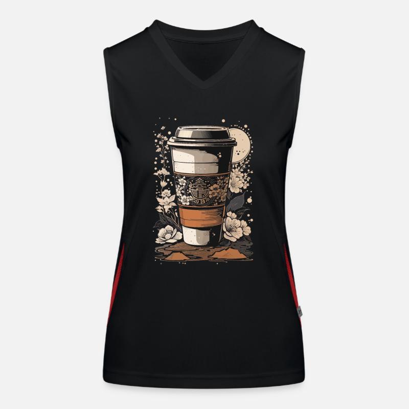 Ukiyo-E Kaffee Kunst Leidenschaft Kaffeeliebhaber Funktionelles Kontrast-Tank Top für Frauen