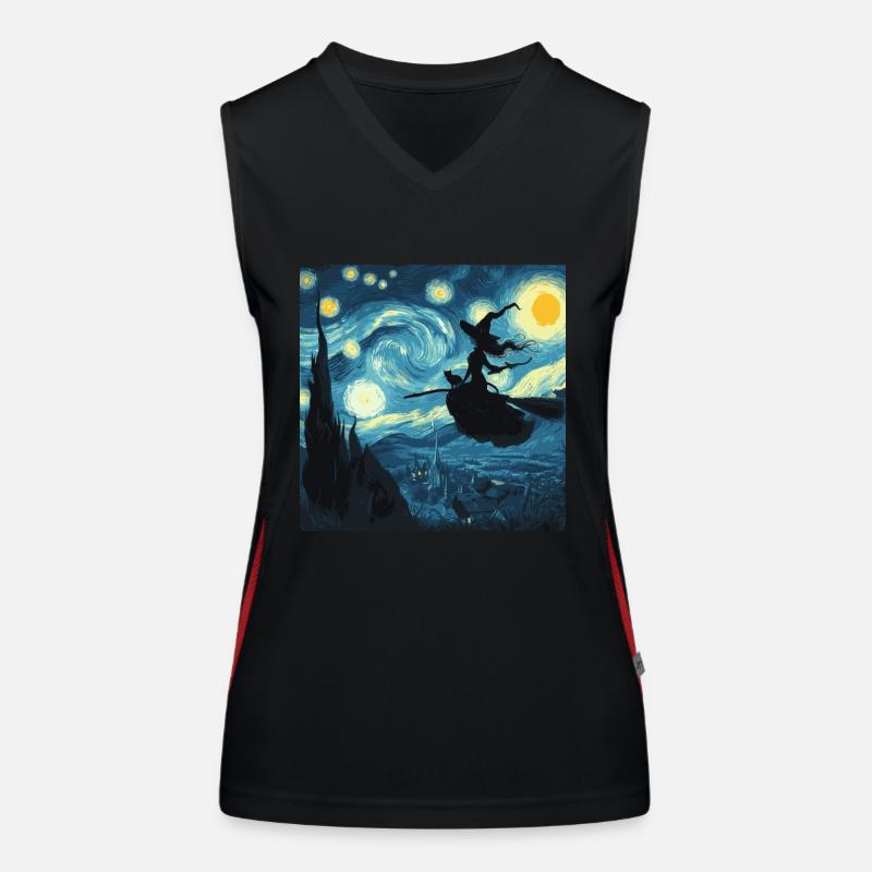 Halloween Witch Starry Night Women's Functional Contrast Tank Top