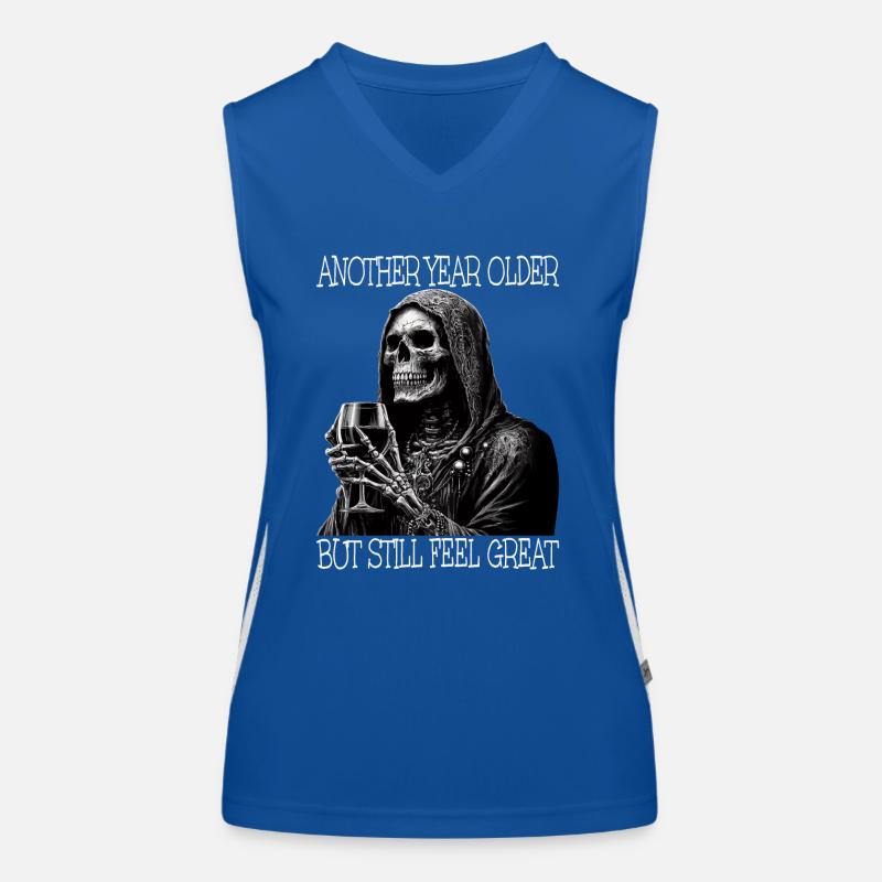 Birthday Wine Drinking Skeleton Women's Functional Contrast Tank Top