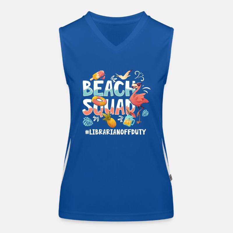Librarian Vacation Beach Group Women's Functional Contrast Tank Top