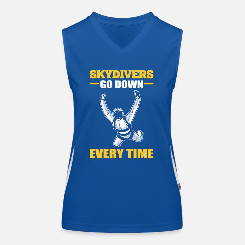Skydivers Go Down Every Time Skydiving Parachuting Women's Functional Contrast Tank Top
