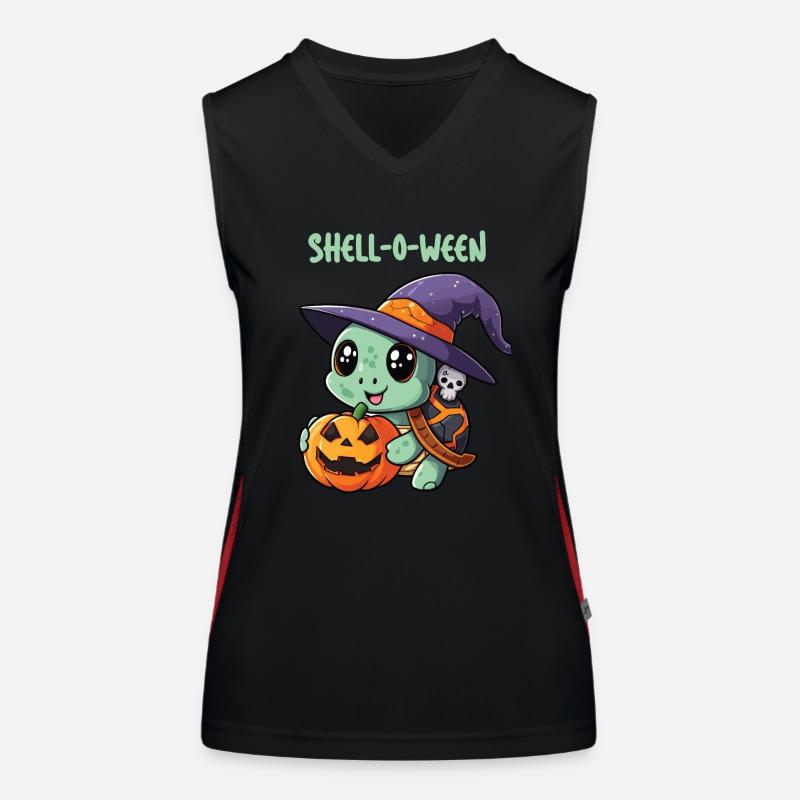 halloween turtle, shell-o-ween Women's Functional Contrast Tank Top