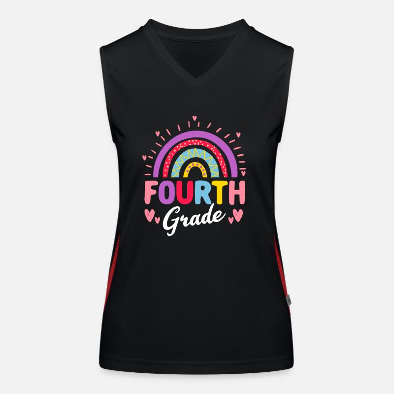 Vierte Klasse 4. Regenbogen Lehrer Schüler 100 Tag Funktionelles Kontrast-Tank Top für Frauen