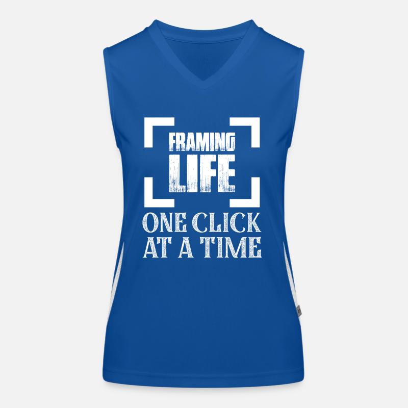 Framing Life One Click At A Time Camera Photograph Funktionelles Kontrast-Tank Top für Frauen