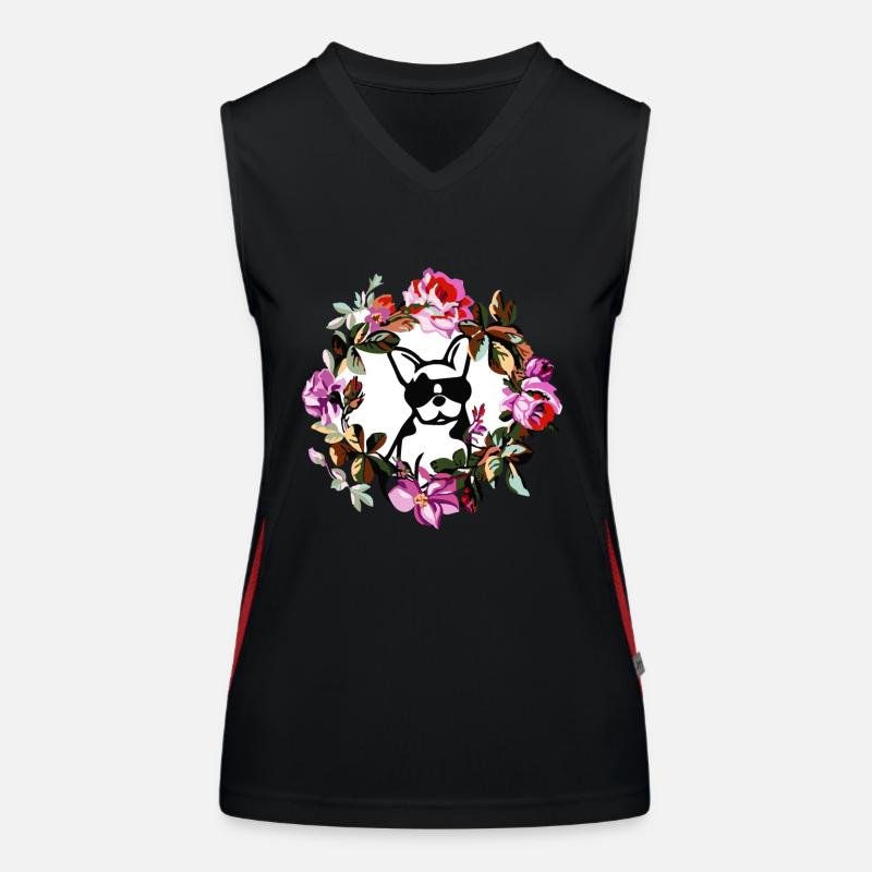 HUND MIT BLUMEN Funktionelles Kontrast-Tank Top für Frauen