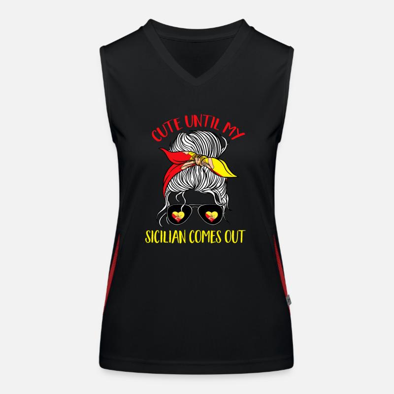 Sicily Flag Italy Sicily Women's Functional Contrast Tank Top