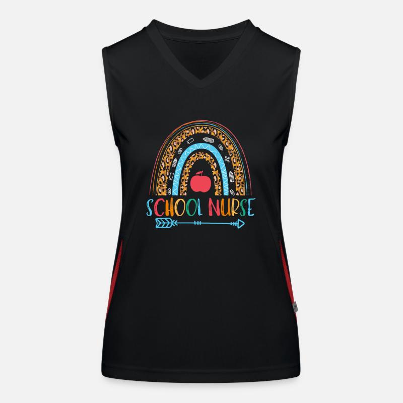 Schulkrankenschwester Regenbogen Leopard Funktionelles Kontrast-Tank Top für Frauen