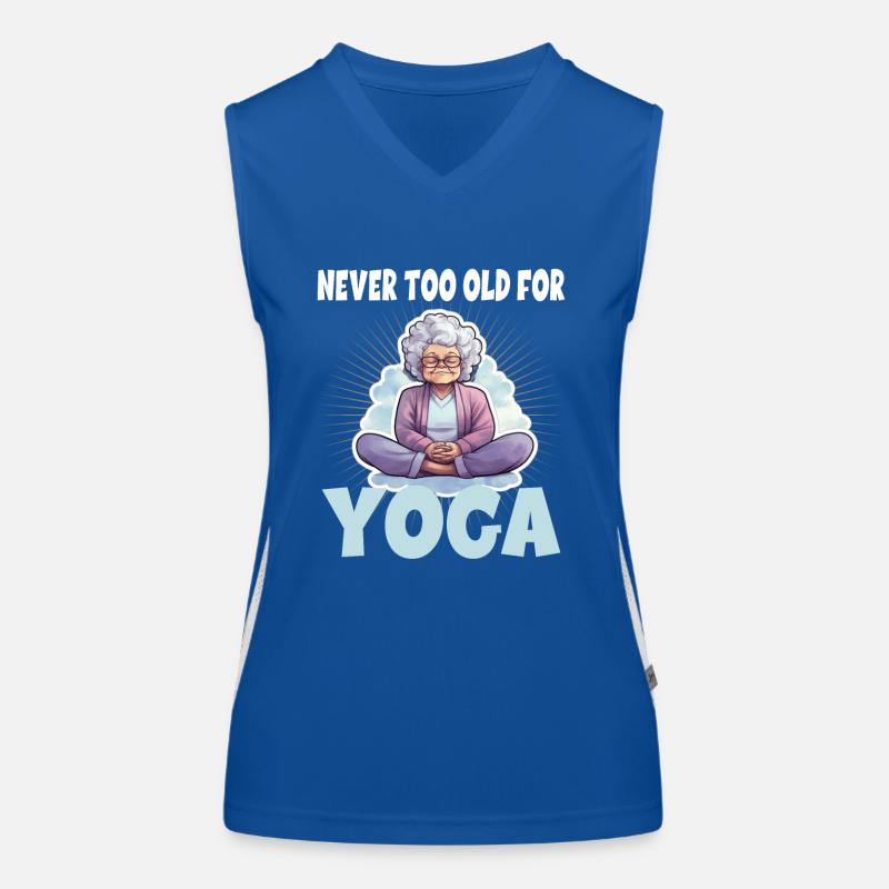 Never Too Old For Yoga Funktionelles Kontrast-Tank Top für Frauen