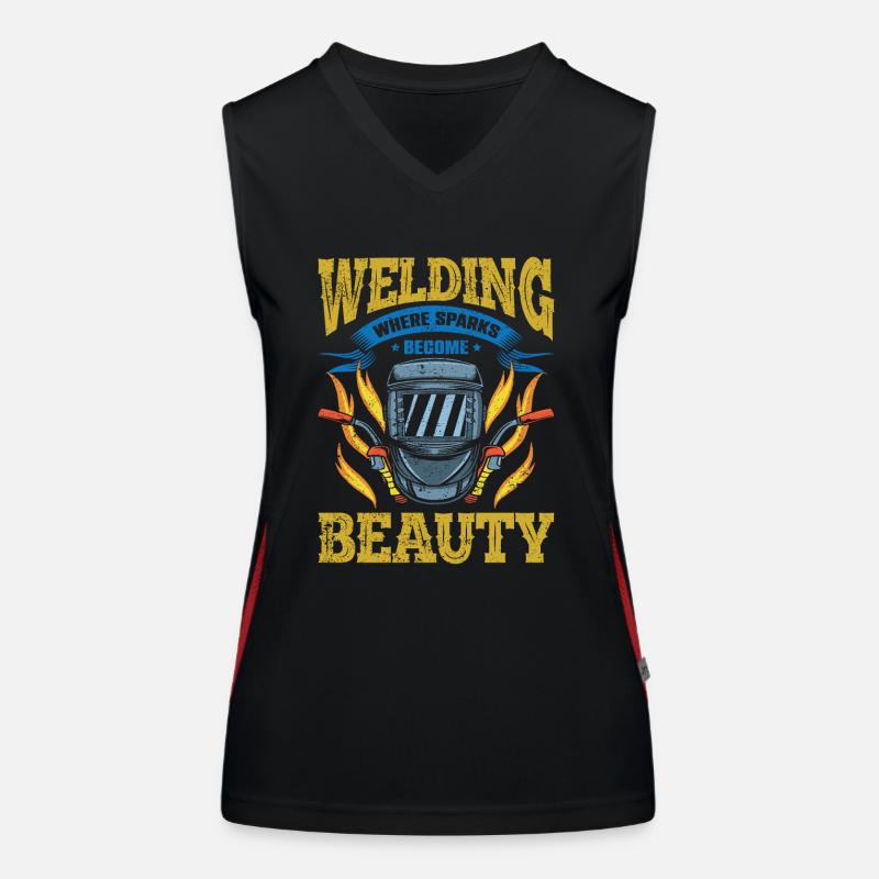 Soudeuse de soudage Les étincelles de soudage deviennent une beauté Débardeur respirant contrasté Femme