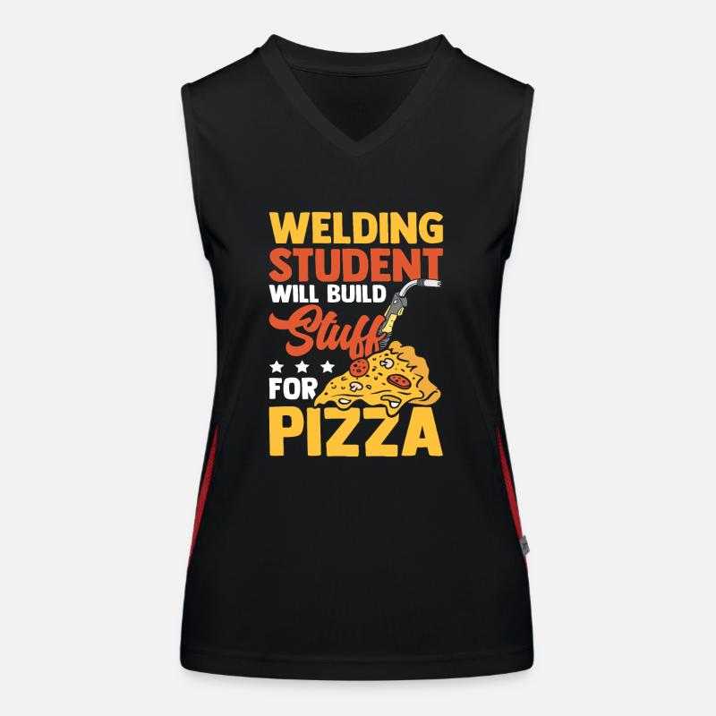 Welding Student Build For Pizza Geschenk Funktionelles Kontrast-Tank Top für Frauen