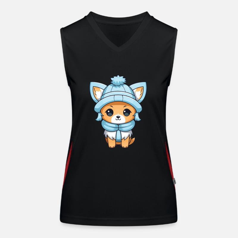Fuchs Winter Comic Funktionelles Kontrast-Tank Top für Frauen