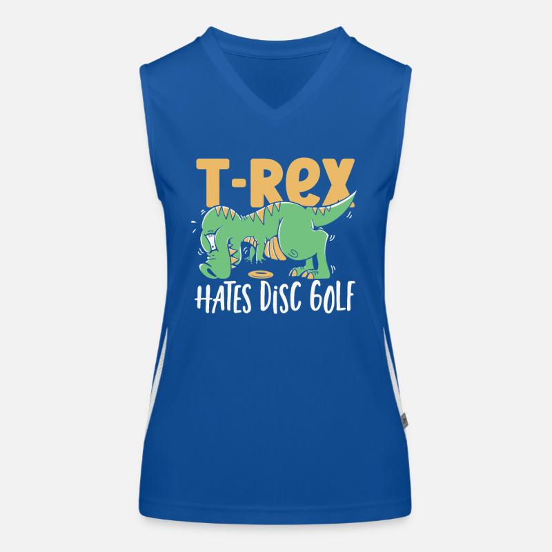T-Rex hasst Disc Golf T Rex Dinosaurier Funktionelles Kontrast-Tank Top für Frauen