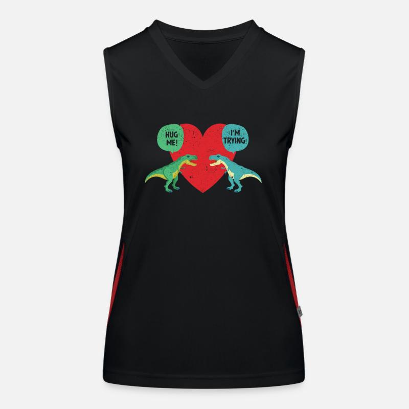 T-Rex Dinosaurier Matching Paar umarmen mich Funktionelles Kontrast-Tank Top für Frauen