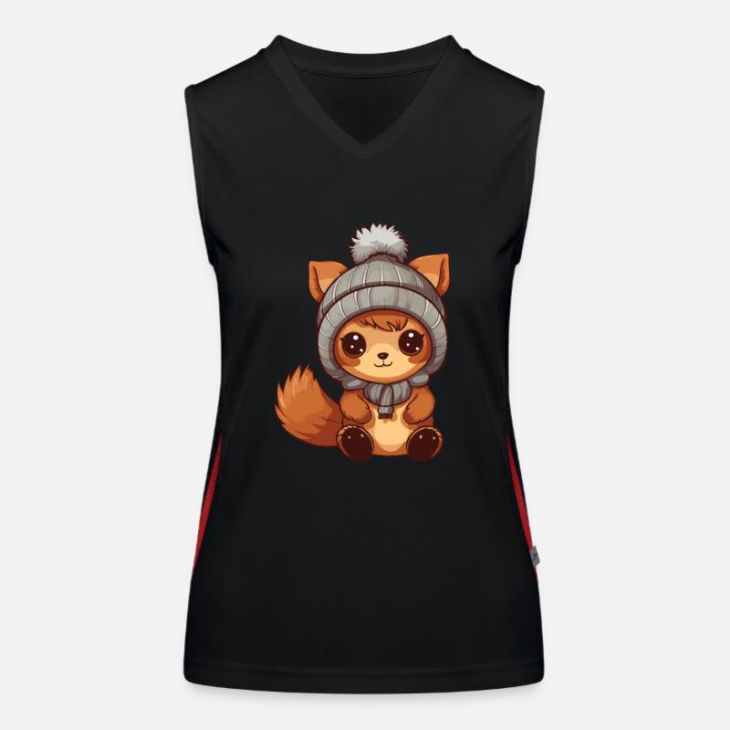 Squirrel Winter Comic Cute Women's Functional Contrast Tank Top