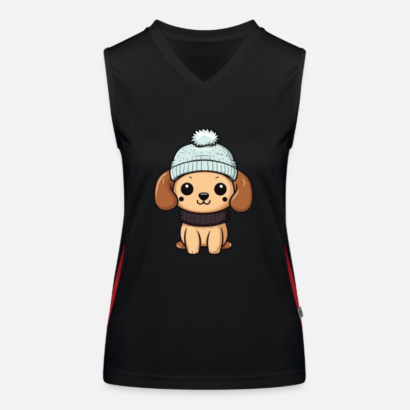 Hund Winter Comic Funktionelles Kontrast-Tank Top für Frauen