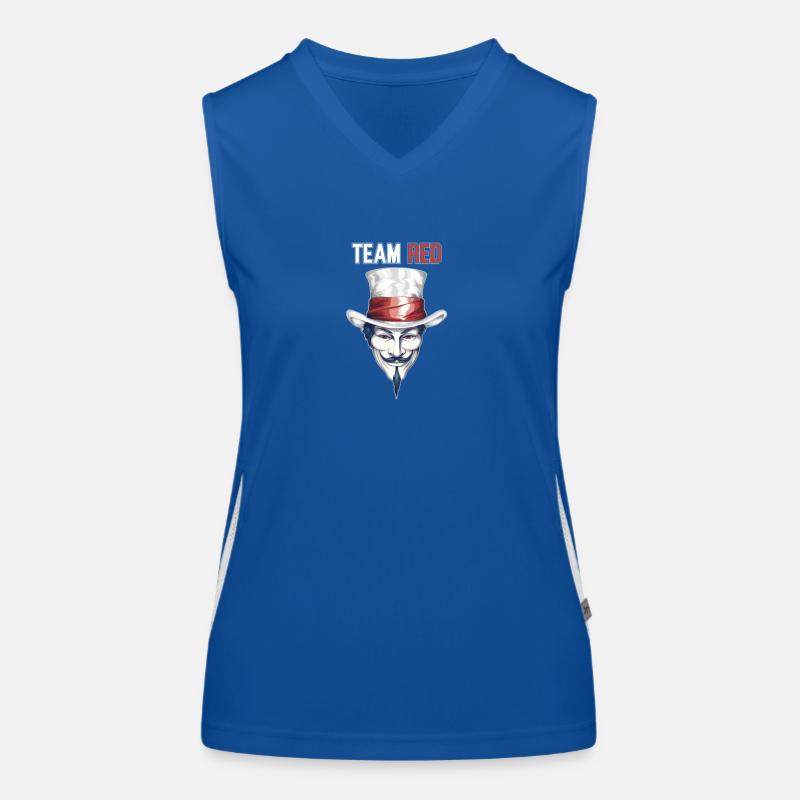 Weißer Hut Stolz: Team Red Hackathon-Emblem Funktionelles Kontrast-Tank Top für Frauen