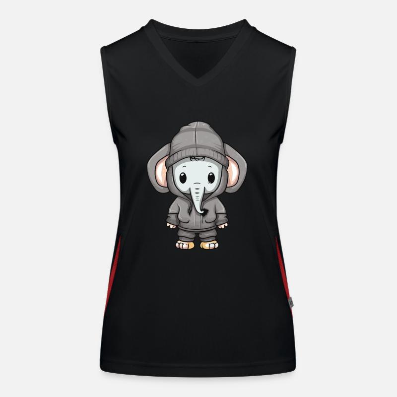 Elephant Winter Comic Women's Functional Contrast Tank Top
