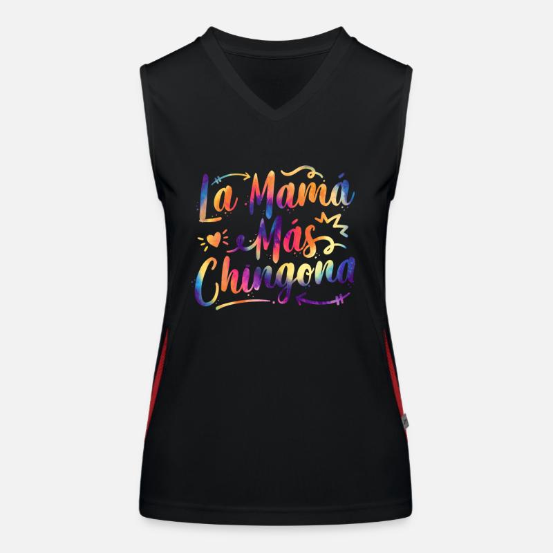 La Mama Mas Chingona Spanischer Muttertag Hispanisch Funktionelles Kontrast-Tank Top für Frauen