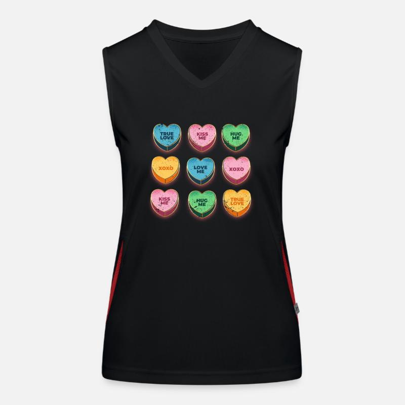 Joyeuse Saint-Valentin Candy Conversation Coeurs Débardeur respirant contrasté Femme