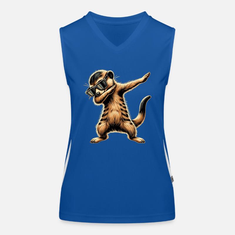 Dabbing Erdmännchen mit Sonnenbrille Cool Erdmännchen Funktionelles Kontrast-Tank Top für Frauen