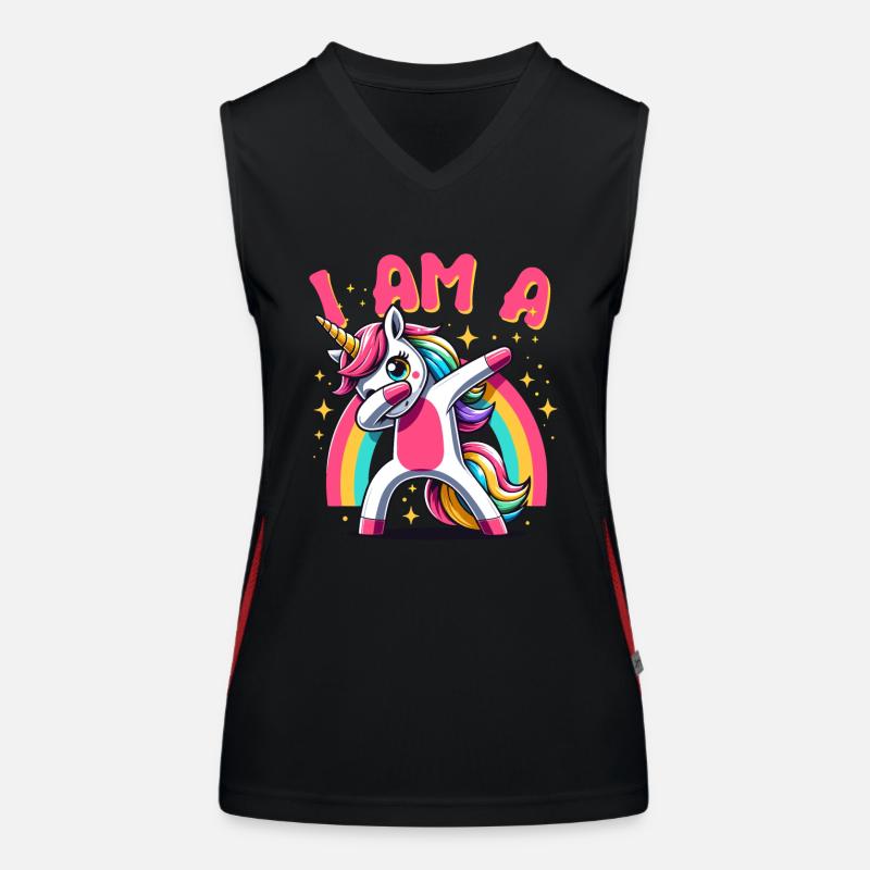 Einhorn Dabbing Niedlicher Regenbogen Ich bin ein Einhorn Funktionelles Kontrast-Tank Top für Frauen