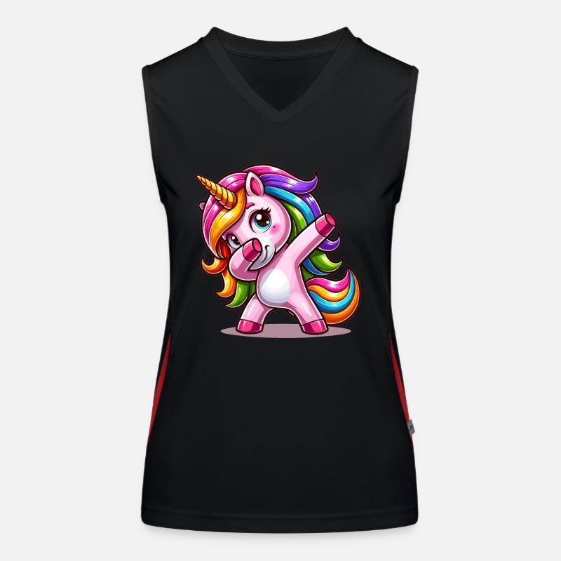 Dabbing Unicorn Dab Move Dancing Rainbow Unicorn Women's Functional Contrast Tank Top