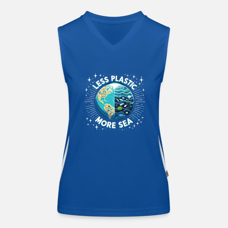 Less Plastic More Sea Environment Environmentalists Women's Functional Contrast Tank Top