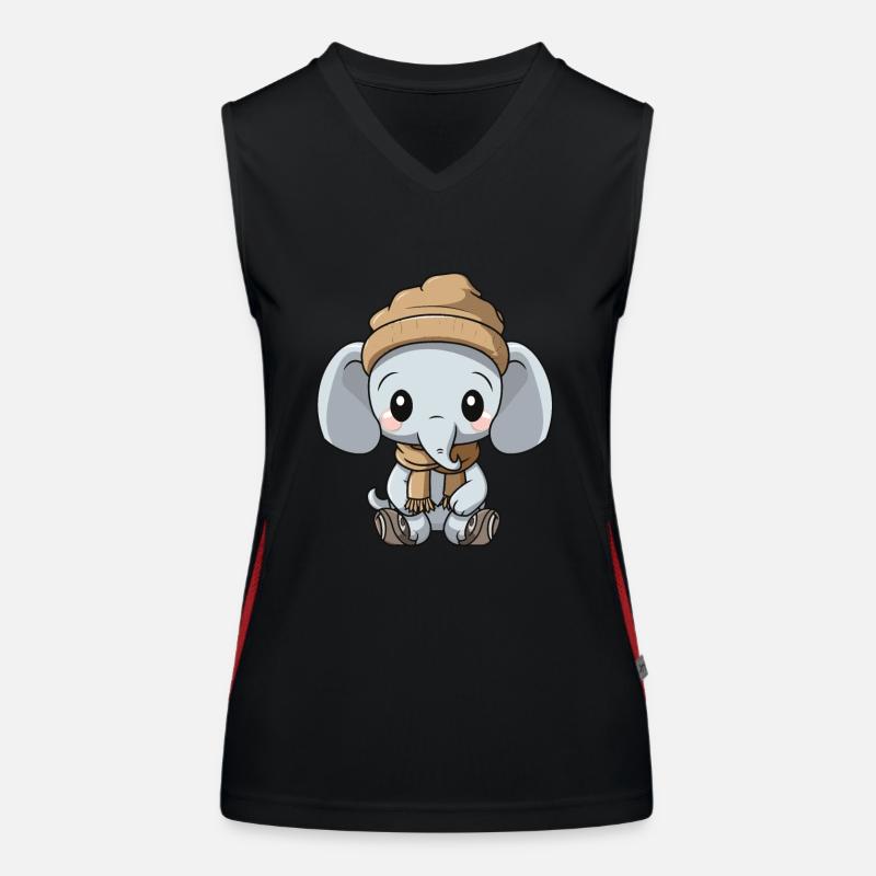 Elefant Winter Comic Funktionelles Kontrast-Tank Top für Frauen