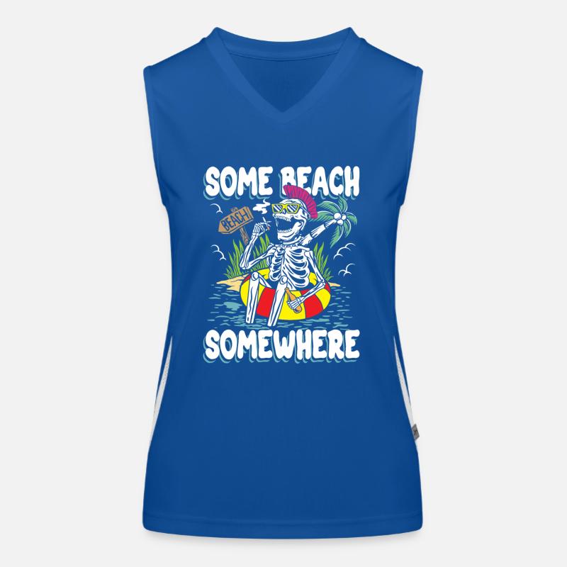 Some beach somewhere | sun & chill skull Women's Functional Contrast Tank Top