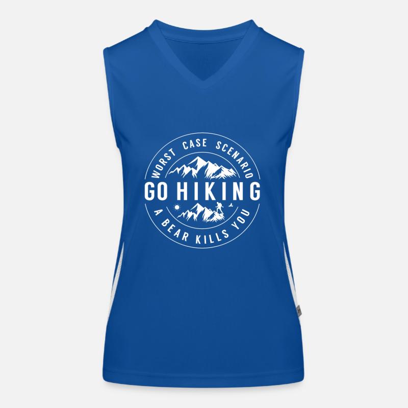 Go Hiking! Worst case Scenario: A bear kills you! Women's Functional Contrast Tank Top