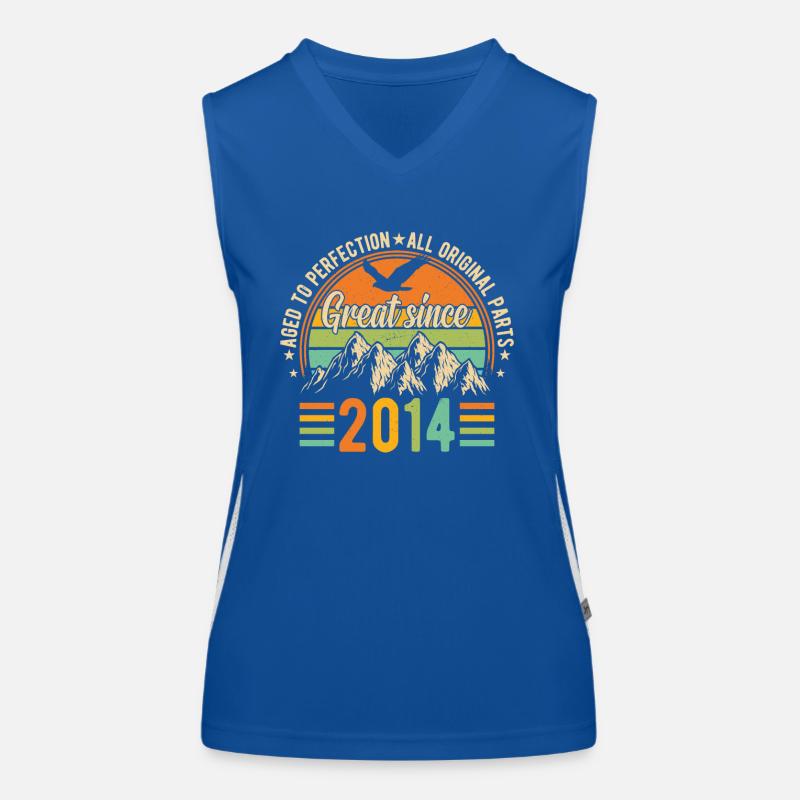 Vintage 2014 - Retro Geburtstagsgeschenk Funktionelles Kontrast-Tank Top für Frauen