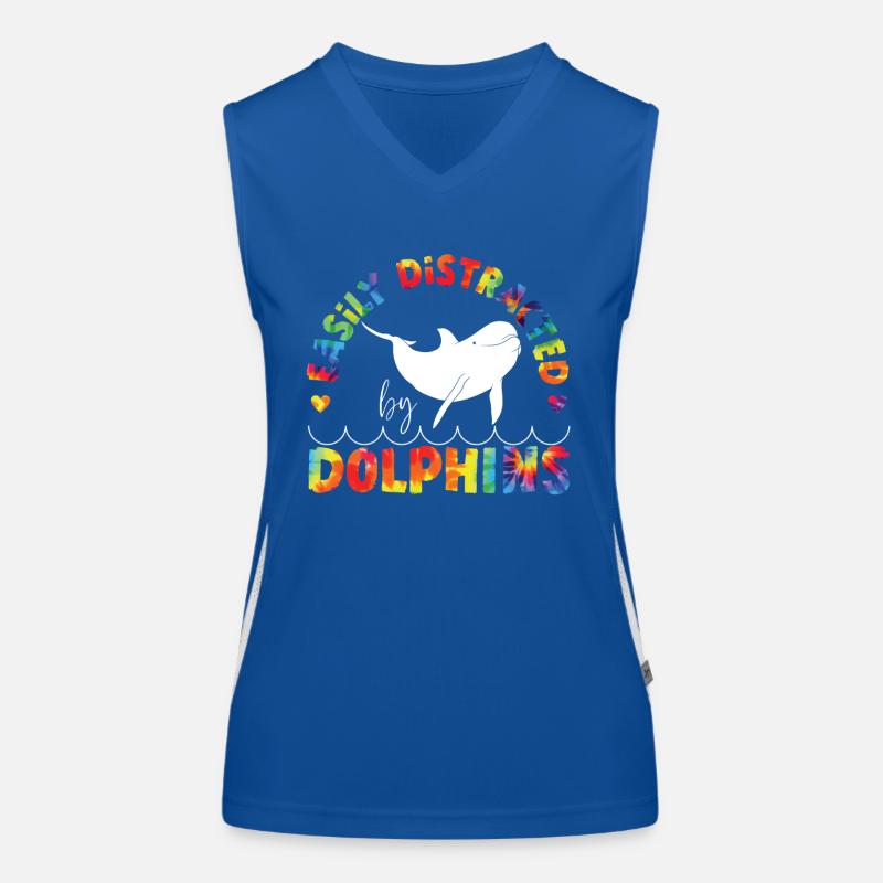 Dolphin Tie Dye Easily Distracted Funktionelles Kontrast-Tank Top für Frauen