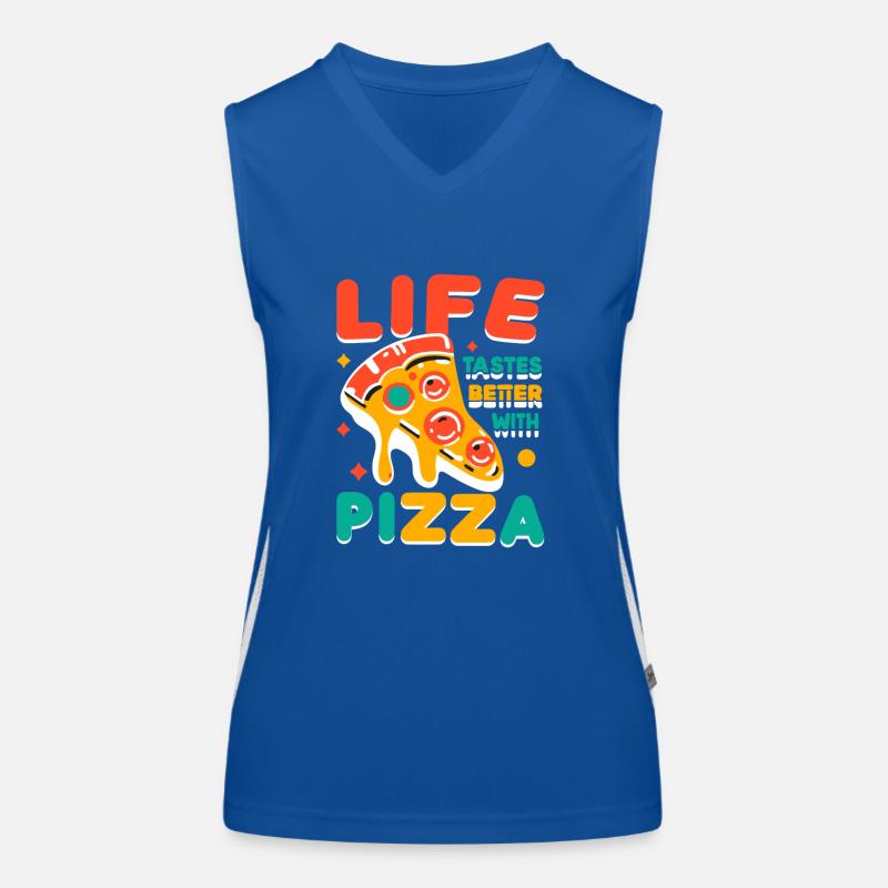 Mit Pizza schmeckt das Leben besser Funktionelles Kontrast-Tank Top für Frauen
