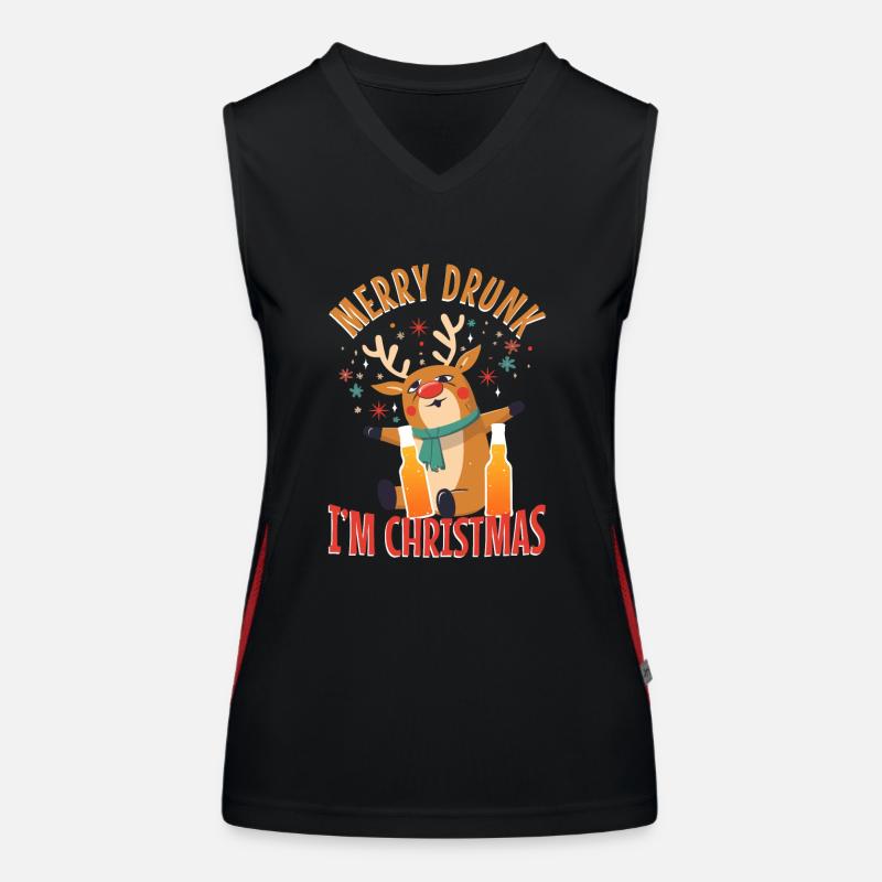 Merry Drunk In Christmas Women's Functional Contrast Tank Top