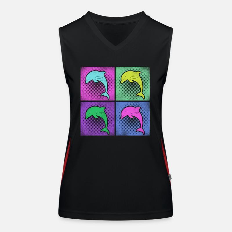 Dolphin Retro 80s 90s Vintage Funktionelles Kontrast-Tank Top für Frauen