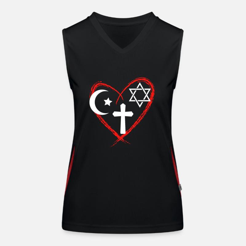 Religion Herz Interreligiöse Harmonie Funktionelles Kontrast-Tank Top für Frauen