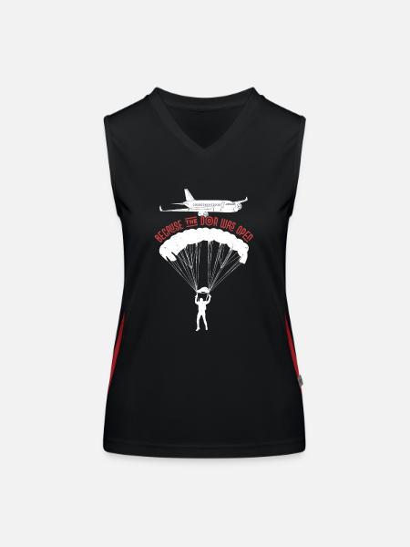 Because The Door Was Open Skydiver Skydiving - Funktionelles Kontrast-Tank Top für Frauen - Schwarz/Rot - Vorne