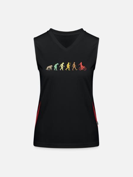 Fahrrad Retro Cycling Evolution Fahrrad - Funktionelles Kontrast-Tank Top für Frauen - Schwarz/Rot - Vorne