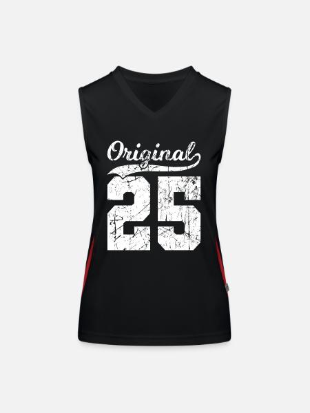 25 Original 99 Jahren Mann Frau Geburtstag - Funktionelles Kontrast-Tank Top für Frauen - Schwarz/Rot - Vorne
