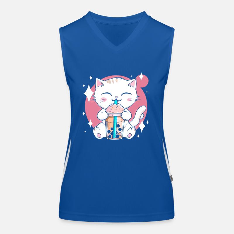 Kawaii Bubble Tea Katze Boba Milch Funktionelles Kontrast-Tank Top für Frauen