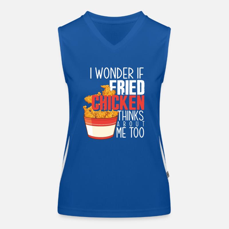 Fried Chicken Hähnchen Geschenk Spruch Funktionelles Kontrast-Tank Top für Frauen